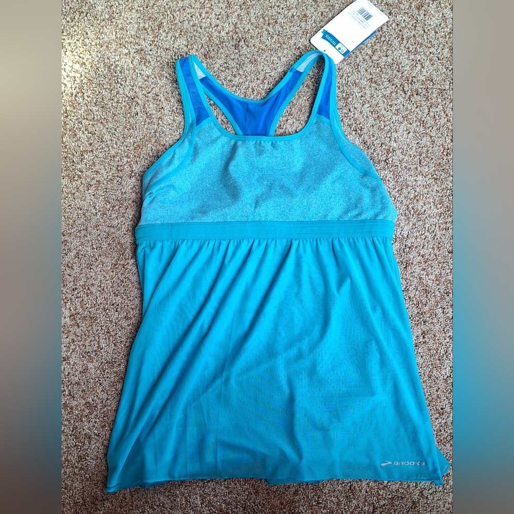 Brooks Teal Blue Racerback Tank Top Size XL  NWT